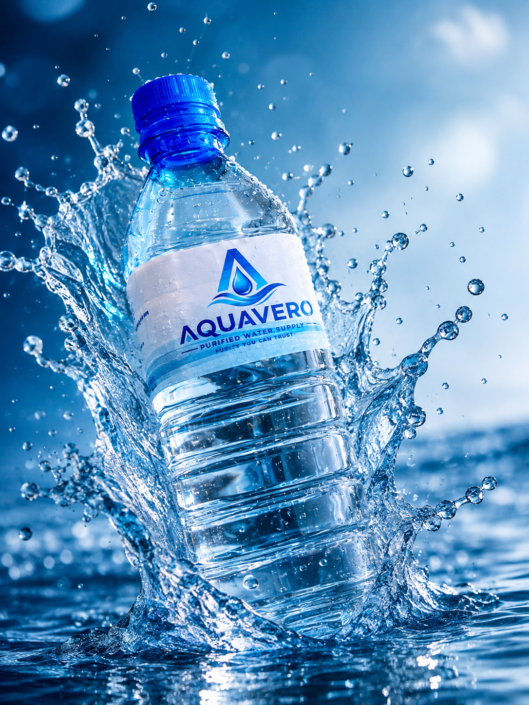 Aquavero purified water bottle